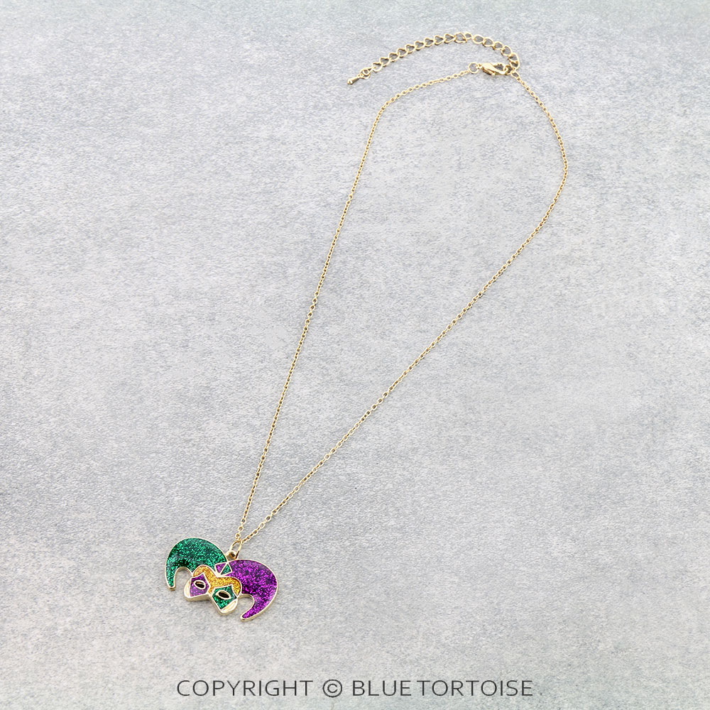 Mardi Gras Jester Mask Necklace