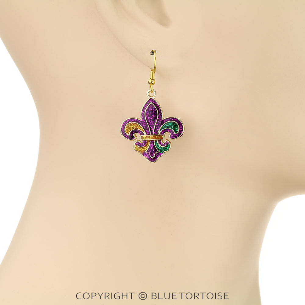 Mardi Gras/Fleur De Lis Dangle Earrings - Image 2