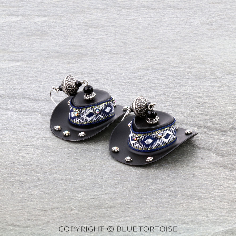 3D Aztec Cowboy Hat Dangle Earrings - Image 3