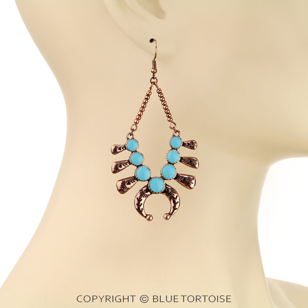 Squash Blossom Fish Hook Earrings - Image 2