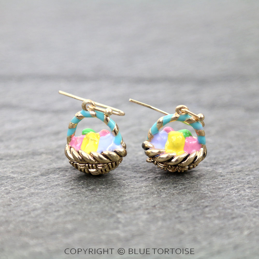 3D Epoxy Easter Egg Basket Dangle Earrings
