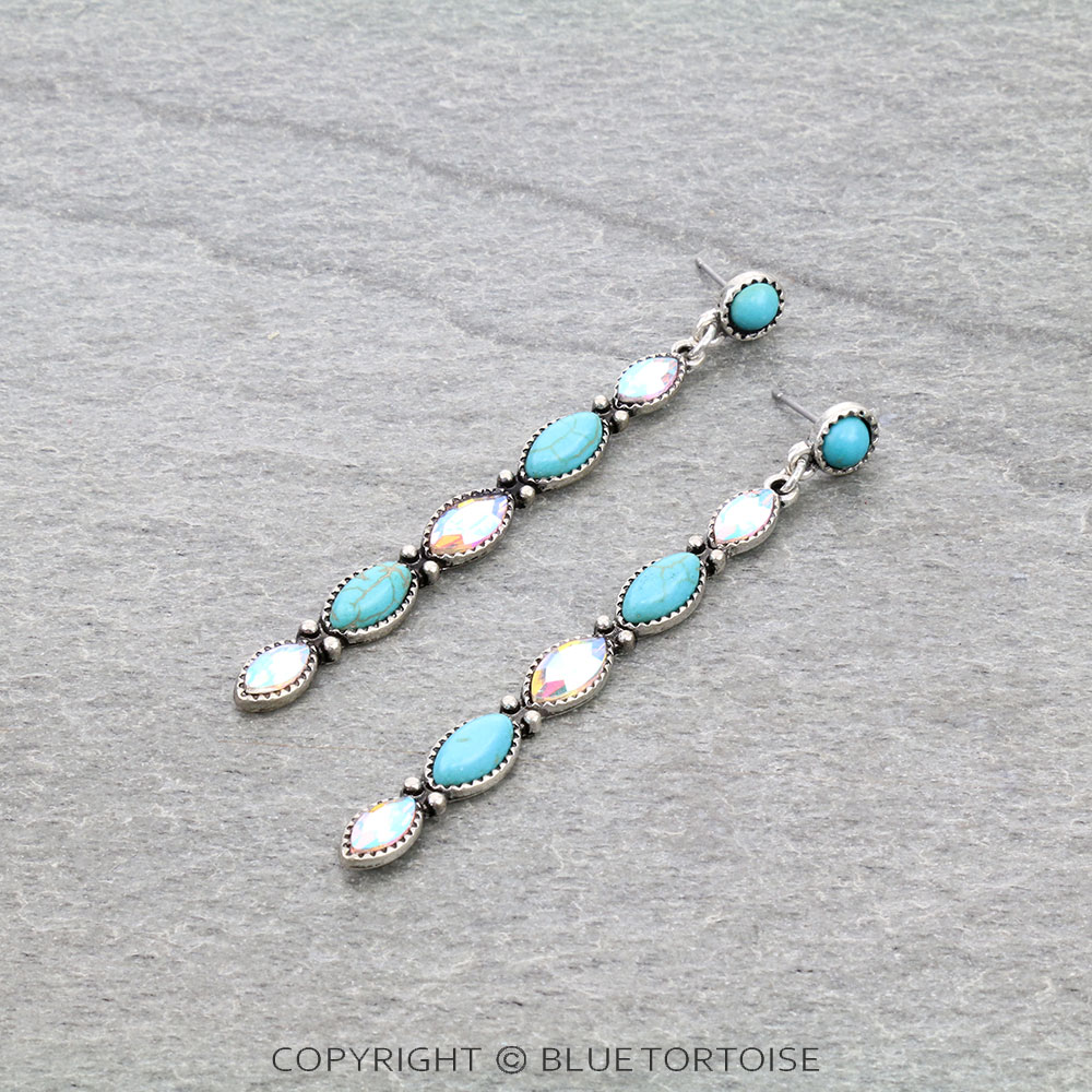 Western Design Stone Dangling Earrings