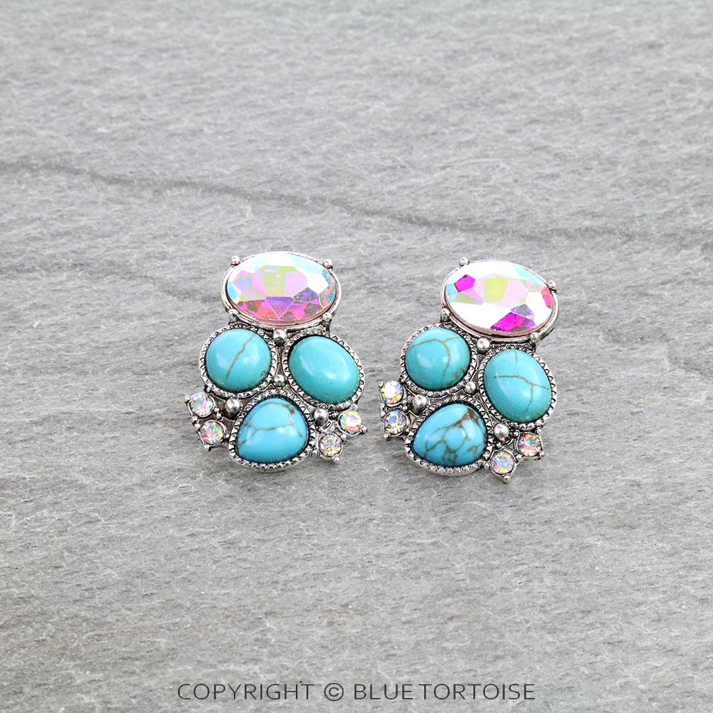 Western Design Stone Stud Earrings