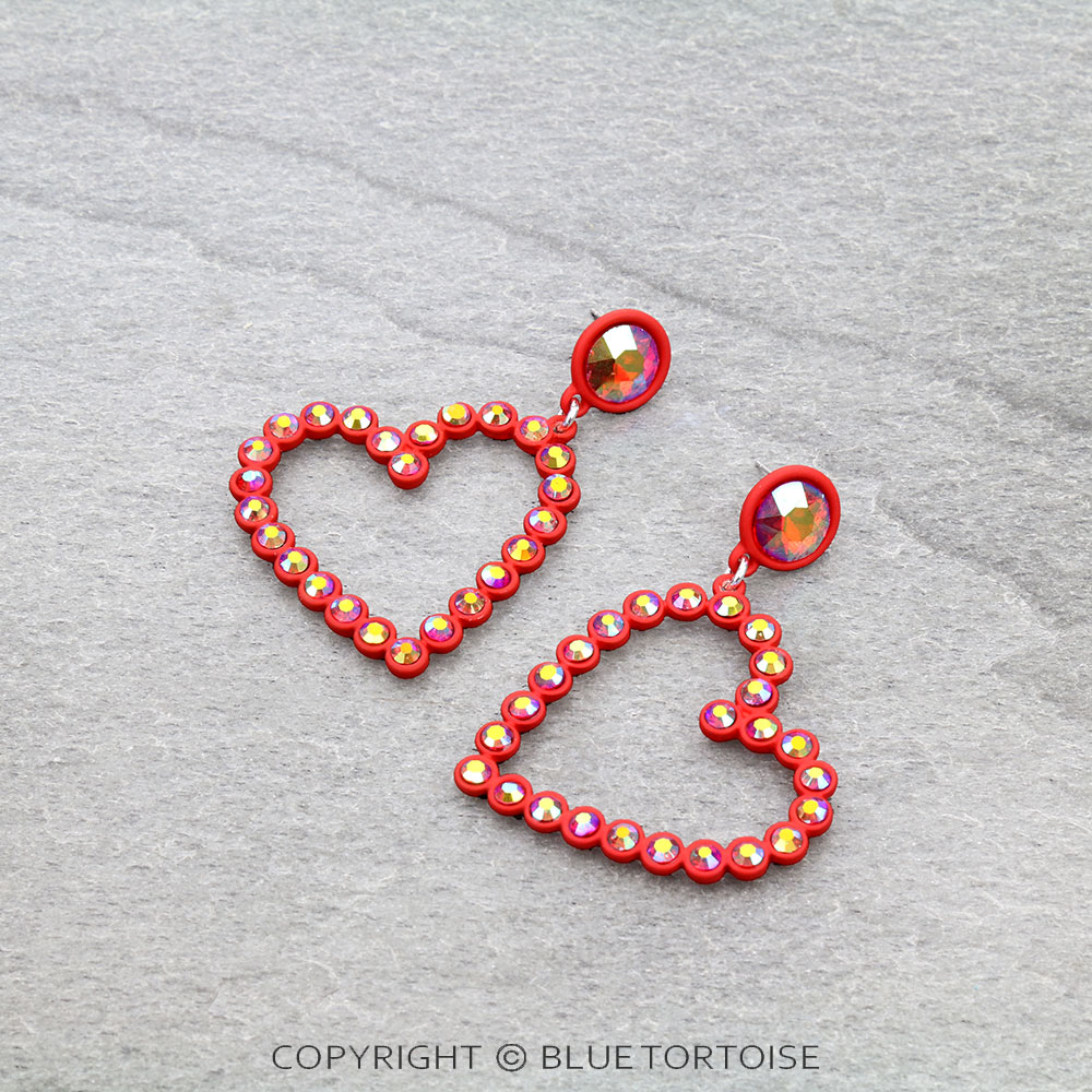 Valentine's Day Heart Stone Stud Earrings