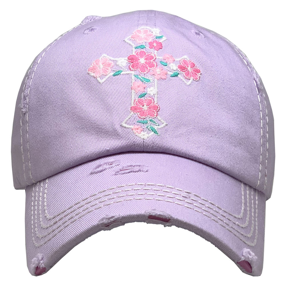 Floral Cross Washed Vintage Ball Cap