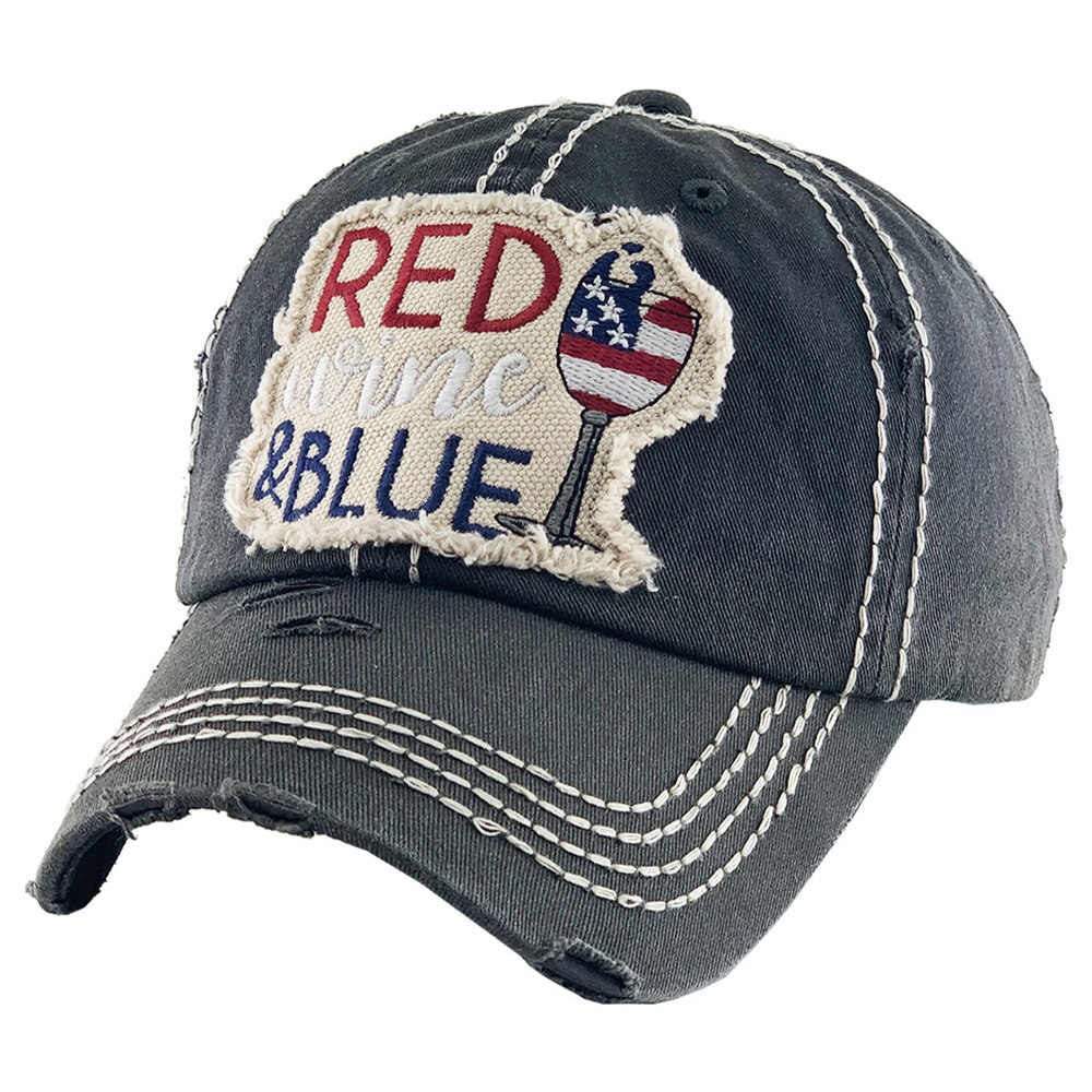 "RED WINE & BLUE" Washed Vintage Cap - Image 2