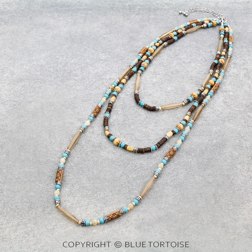 Western Multi Bead 3 Layered Necklace