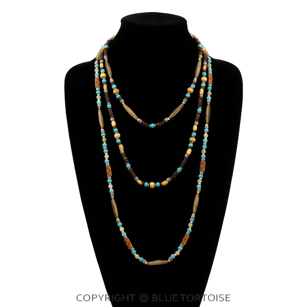 Western Multi Bead 3 Layered Necklace - Image 2