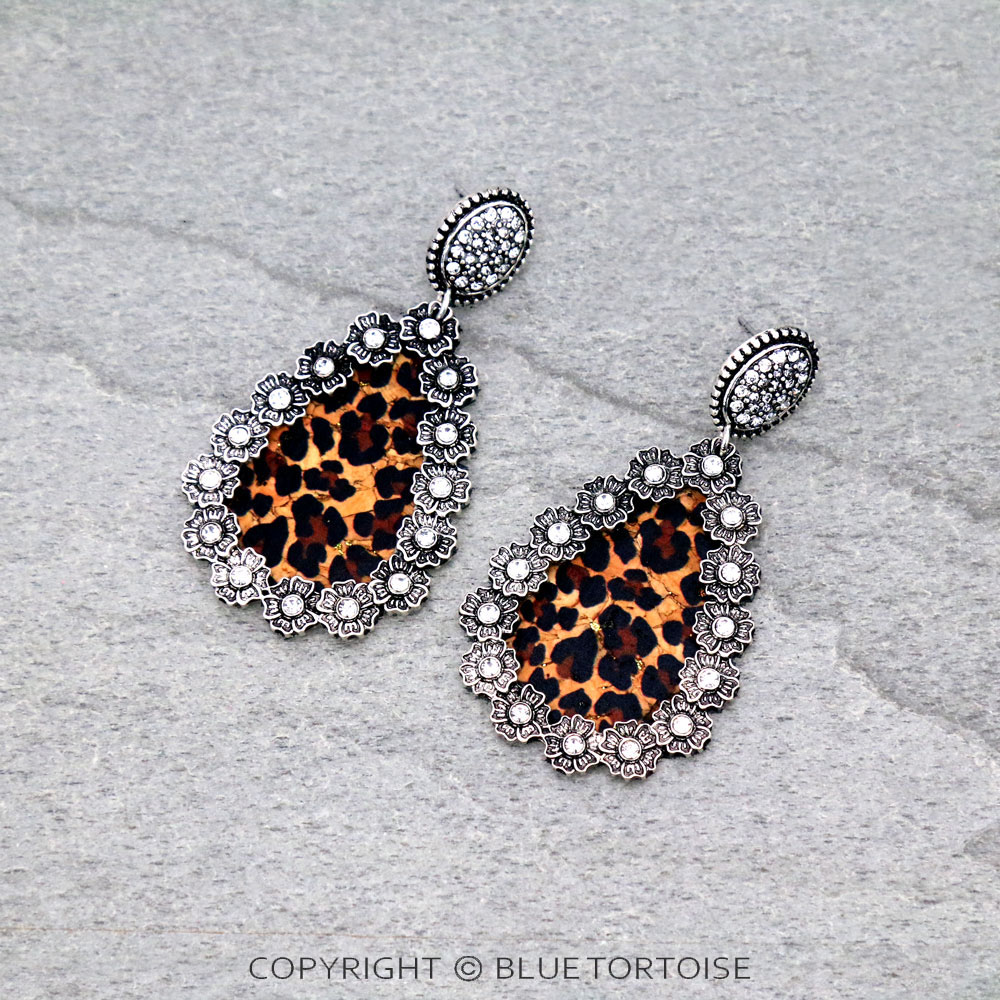 Teardrop with Leopard Stud Earrings