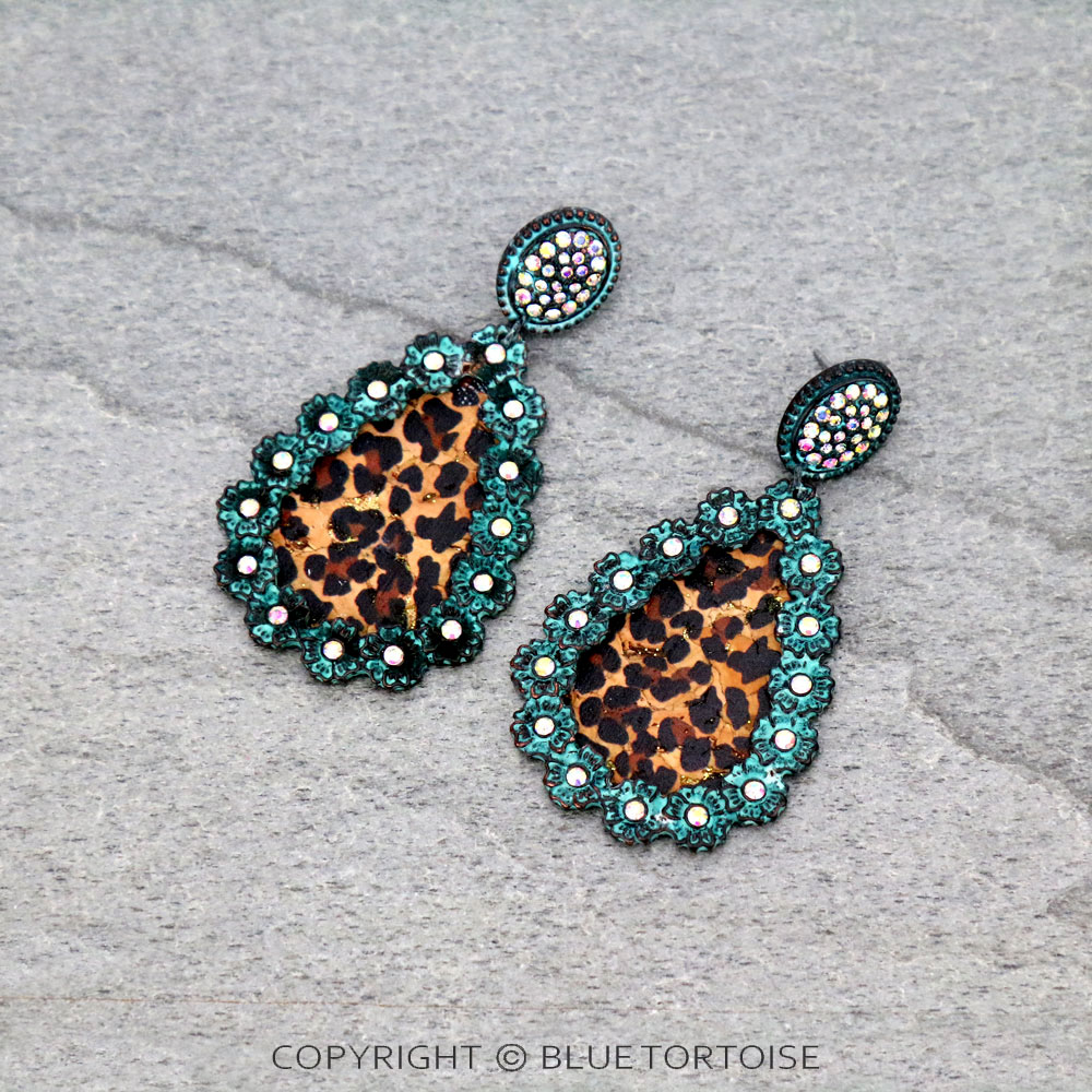 Teardrop with Leopard Stud Earrings