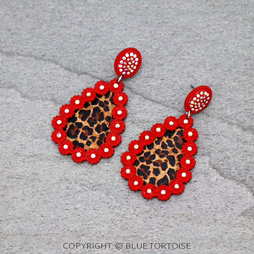 Teardrop with Leopard Stud Earrings