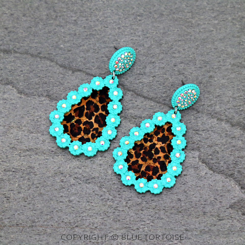 Teardrop with Leopard Stud Earrings