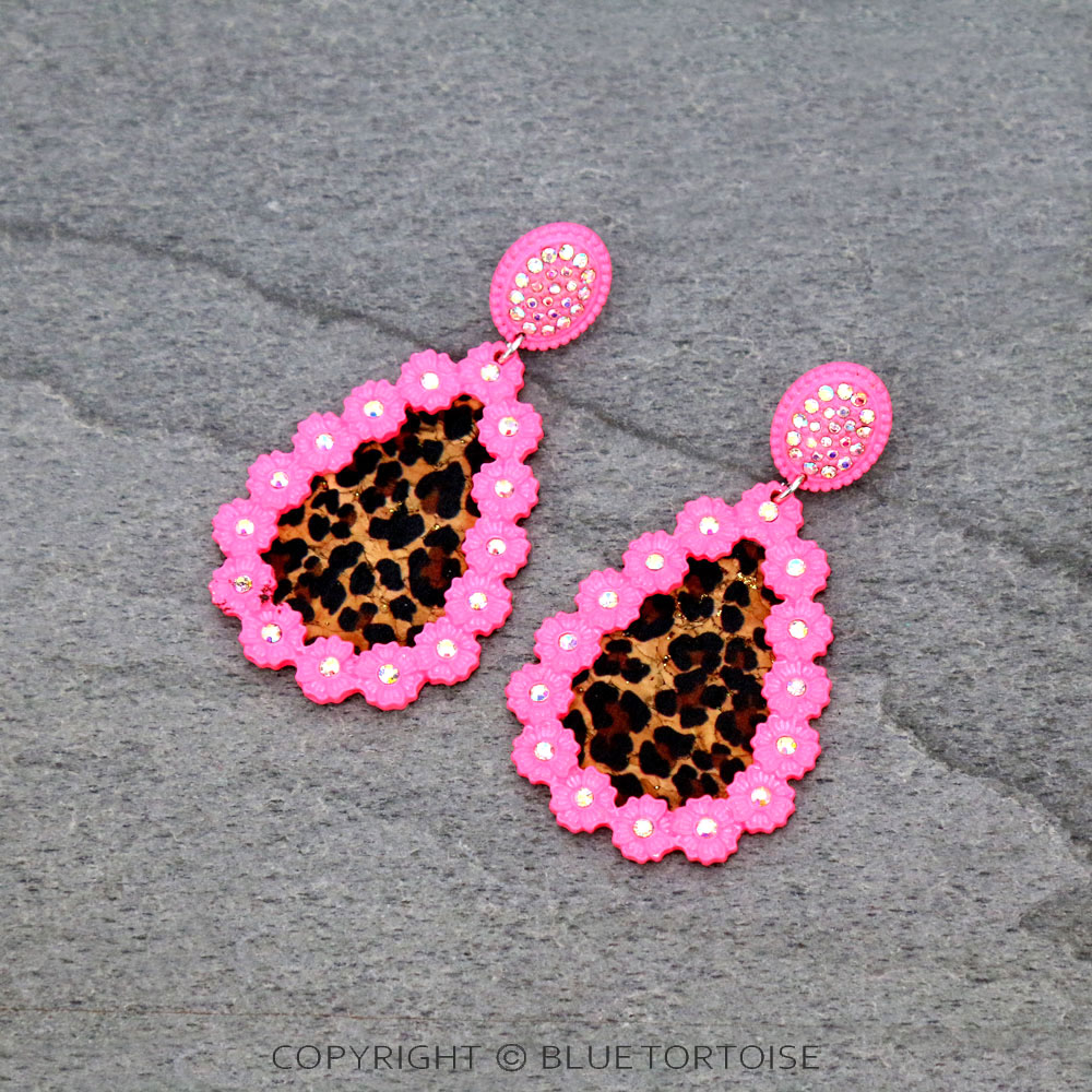 Teardrop with Leopard Stud Earrings