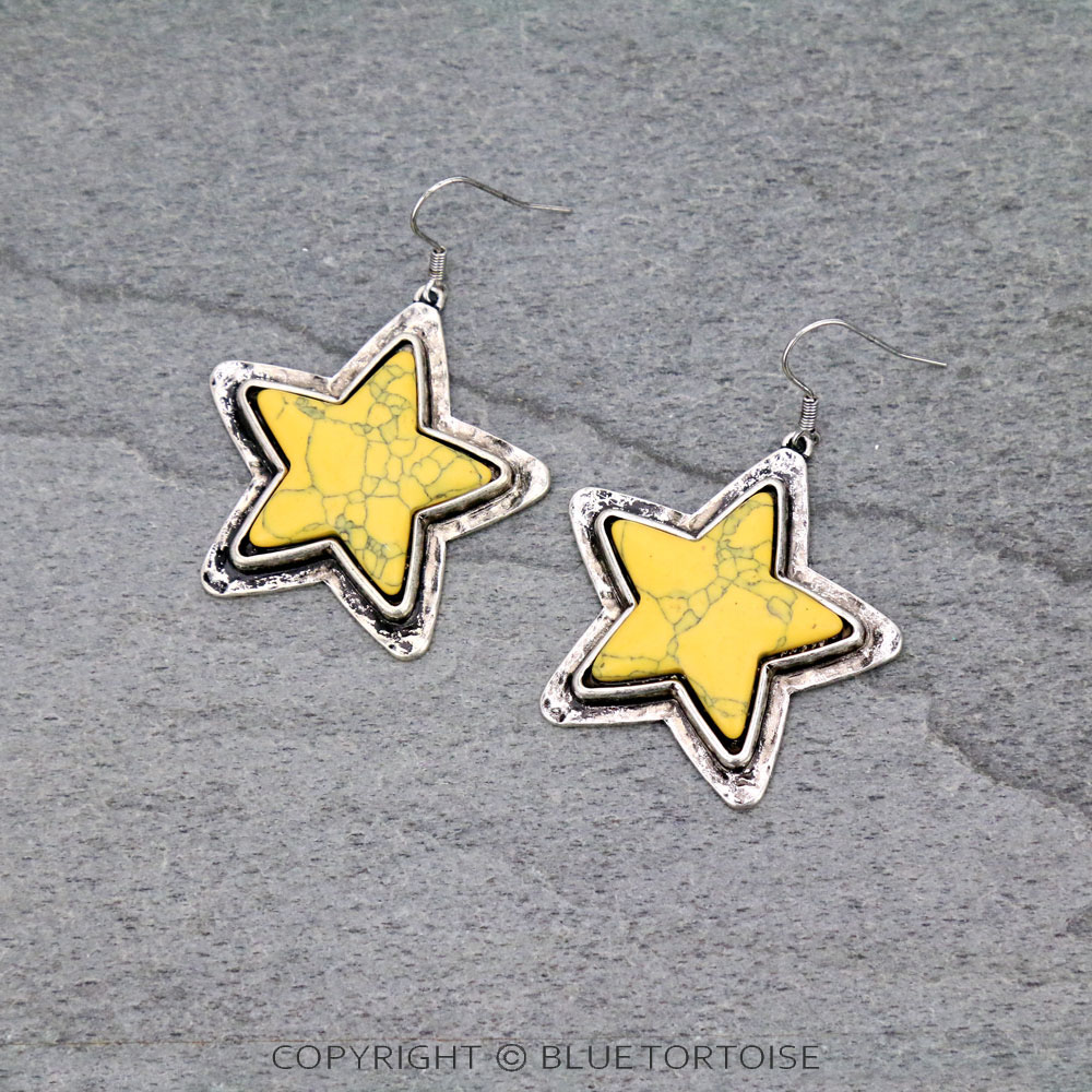 Star Shape Stone Dangle Earrings