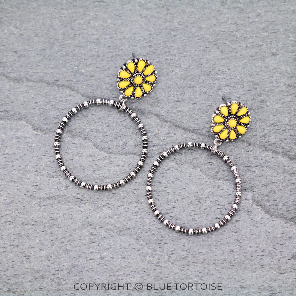 Concho Stud Hoop Earrings