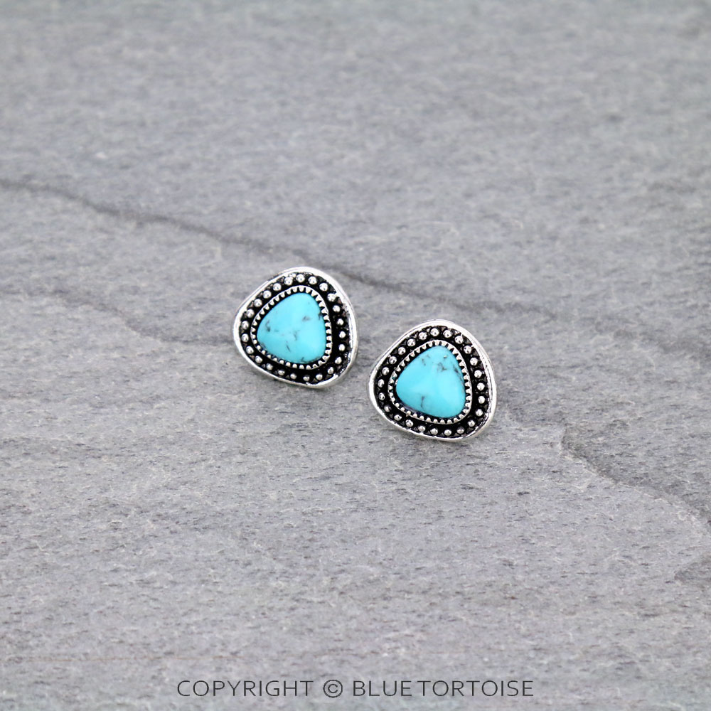 Semi Stone Stud Earrings