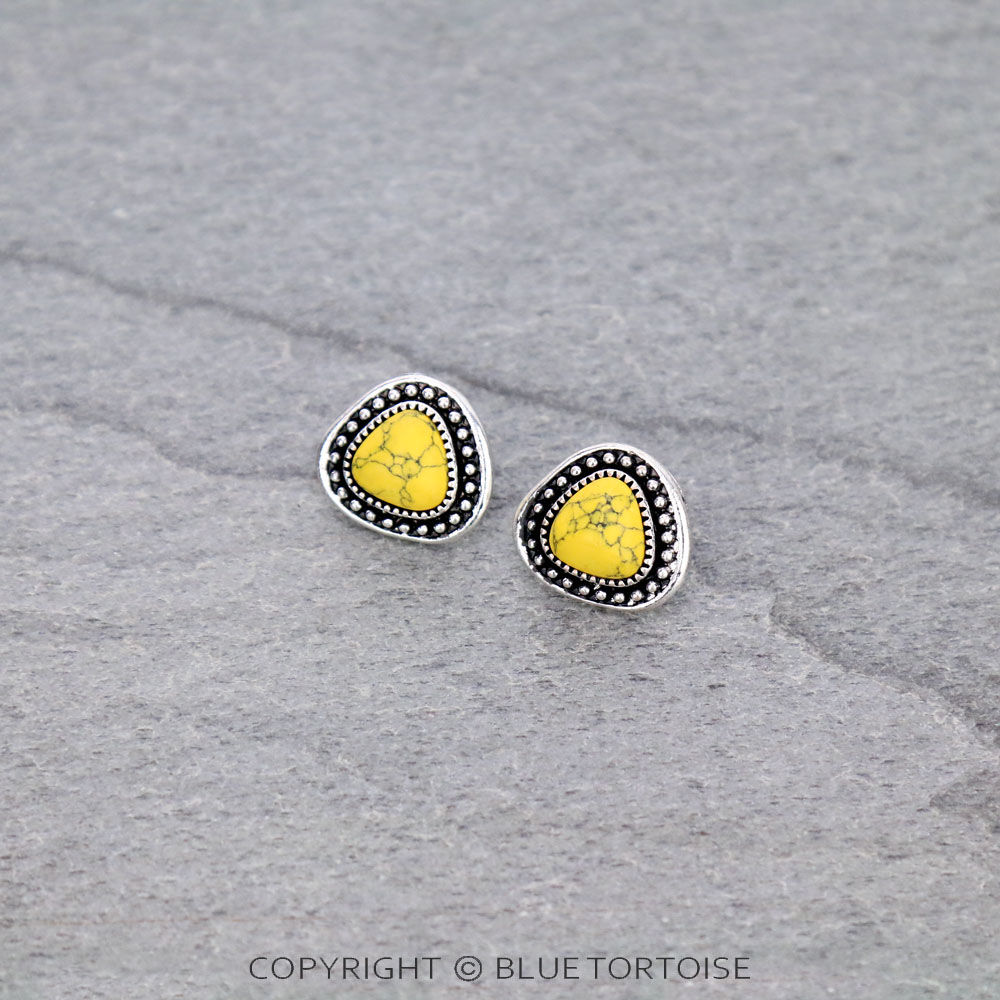 Semi Stone Stud Earrings