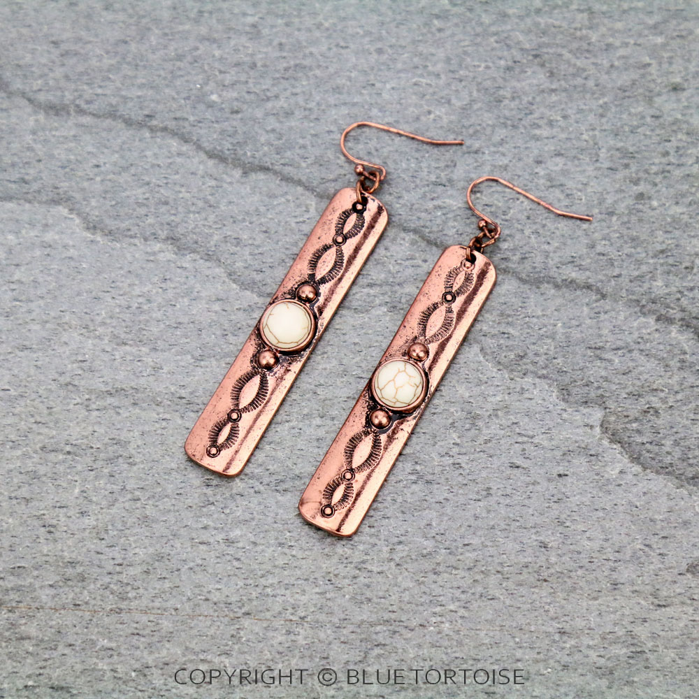 Western Semi Stone Bar Dangle Earrings