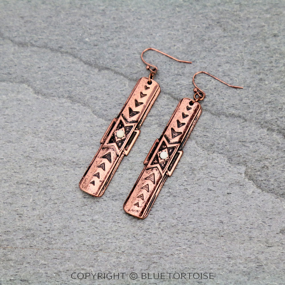 Western Semi Stone Bar Dangle Earrings