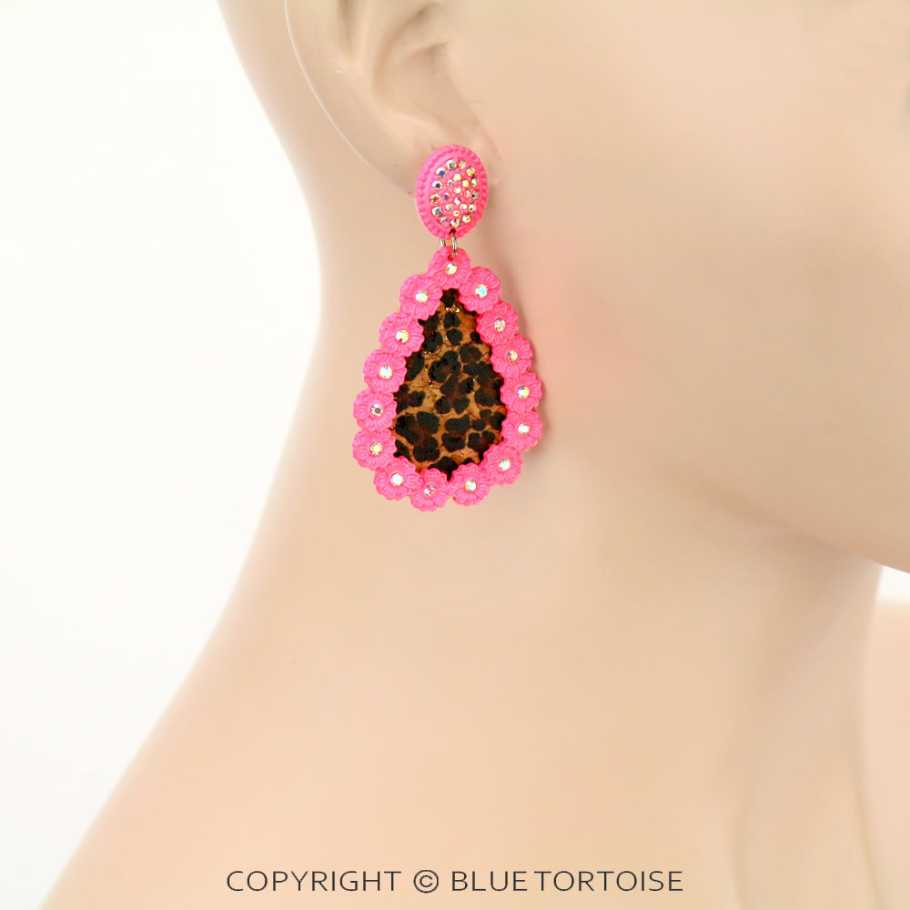 Teardrop with Leopard Stud Earrings - Image 2