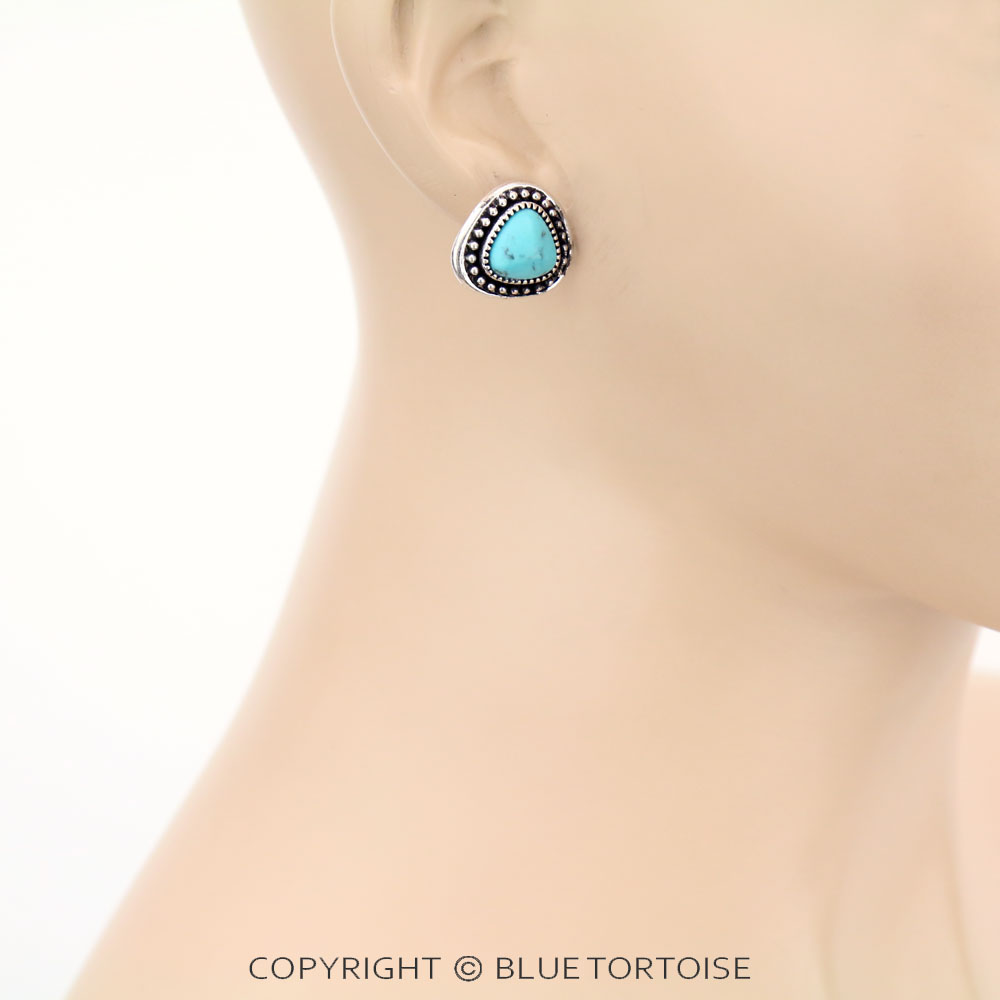 Semi Stone Stud Earrings - Image 2