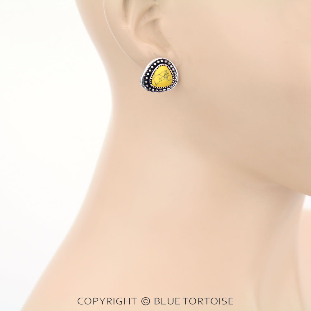 Semi Stone Stud Earrings - Image 2