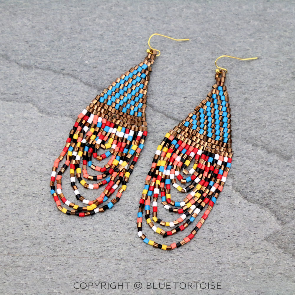 Seed Bead Bridge Dangle Earrings