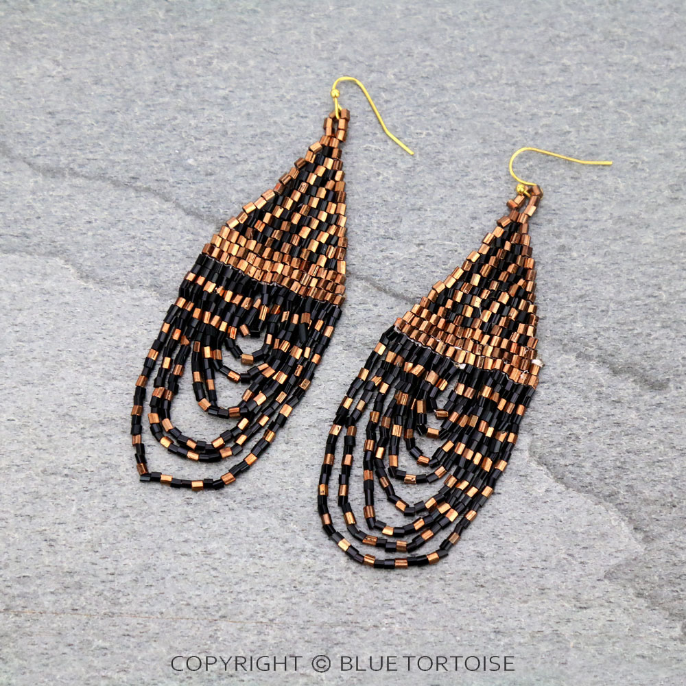 Seed Bead Bridge Dangle Earrings