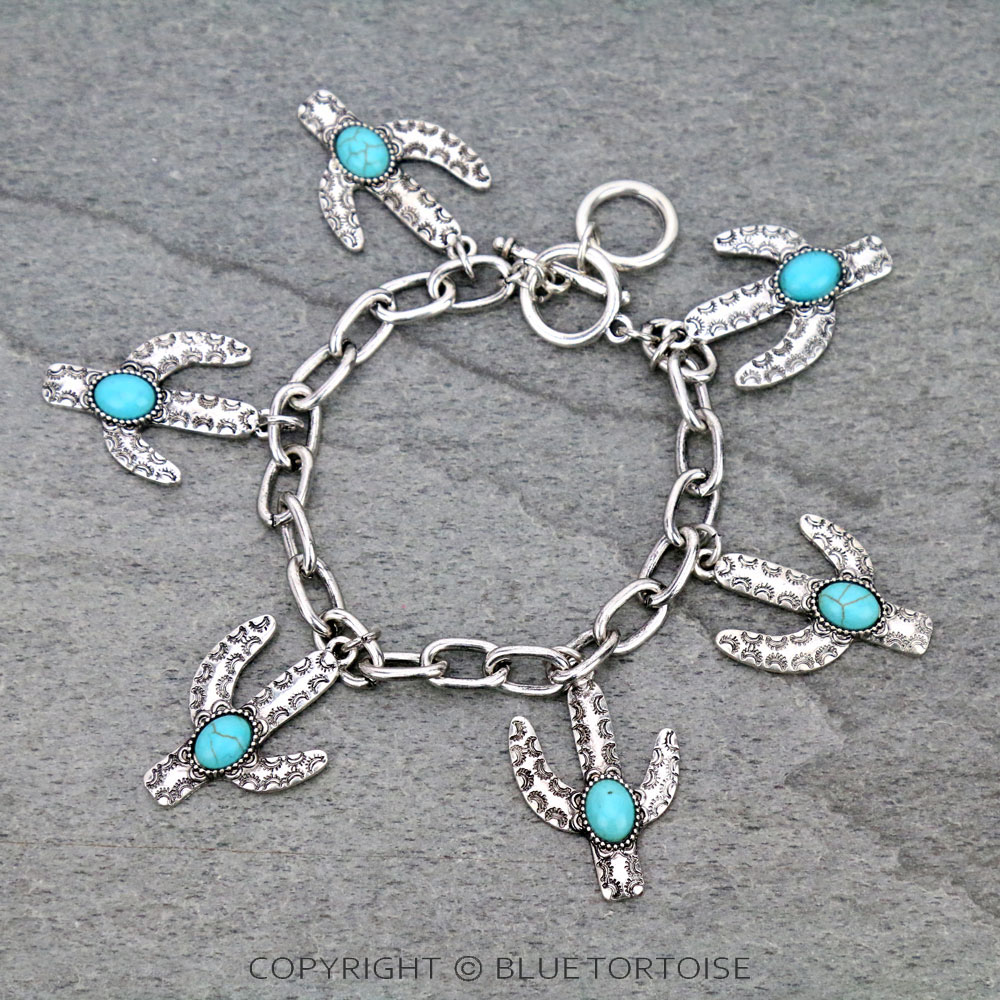 Western Cactus Charm Bracelet
