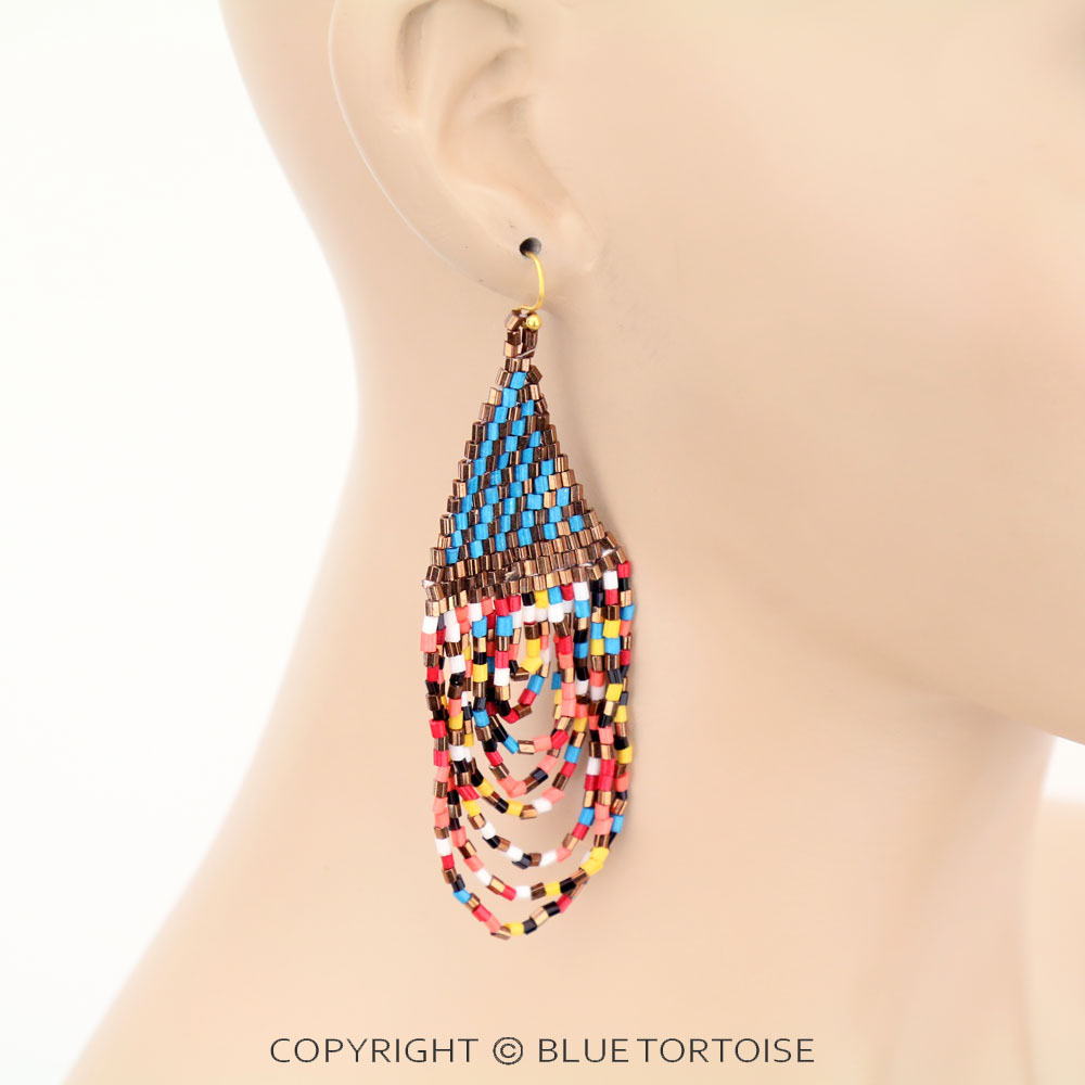 Seed Bead Bridge Dangle Earrings - Image 2