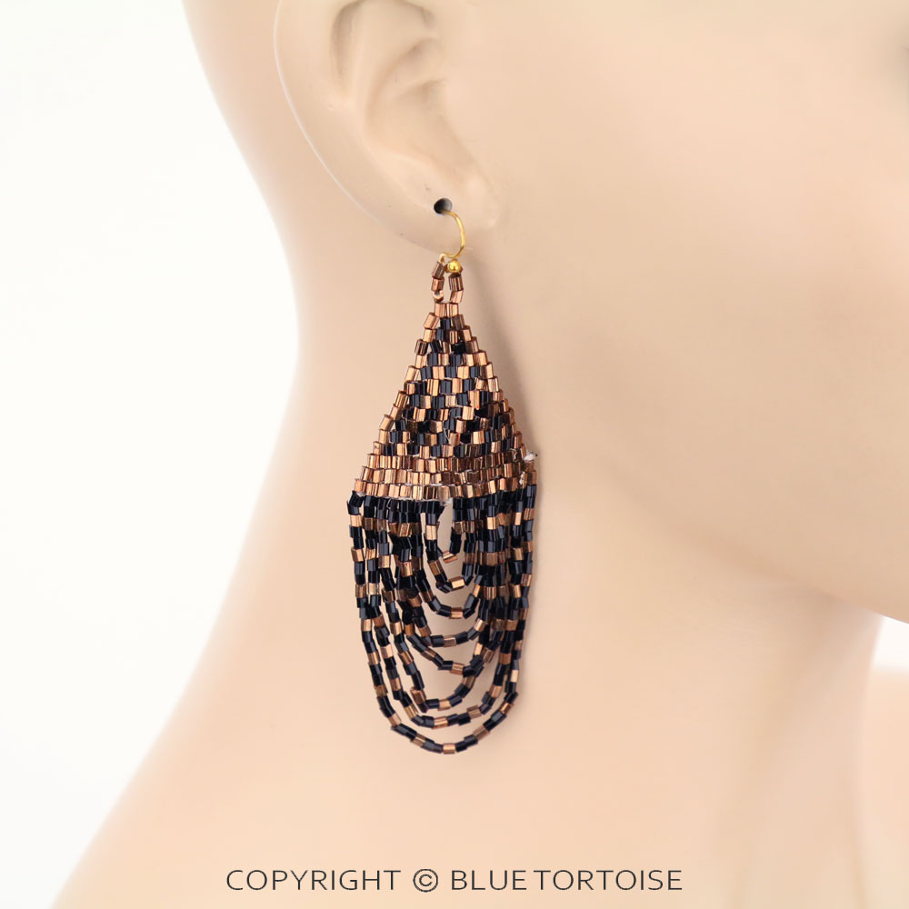 Seed Bead Bridge Dangle Earrings - Image 2