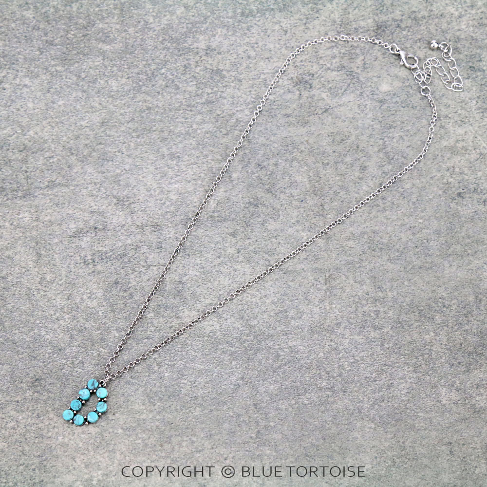 Initial “D” Semi Stone Pendant Necklace
