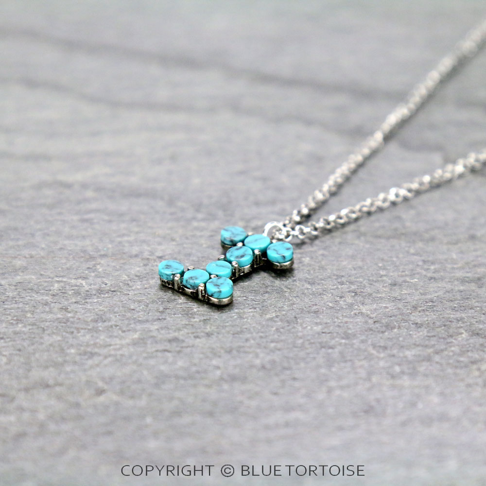 Initial “I” Semi Stone Pendant Necklace - Image 3