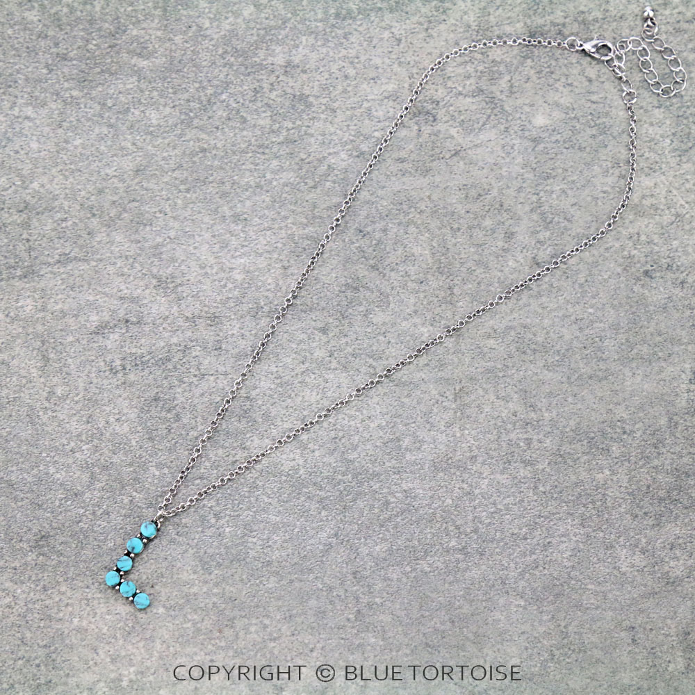 Initial “L” Semi Stone Pendant Necklace