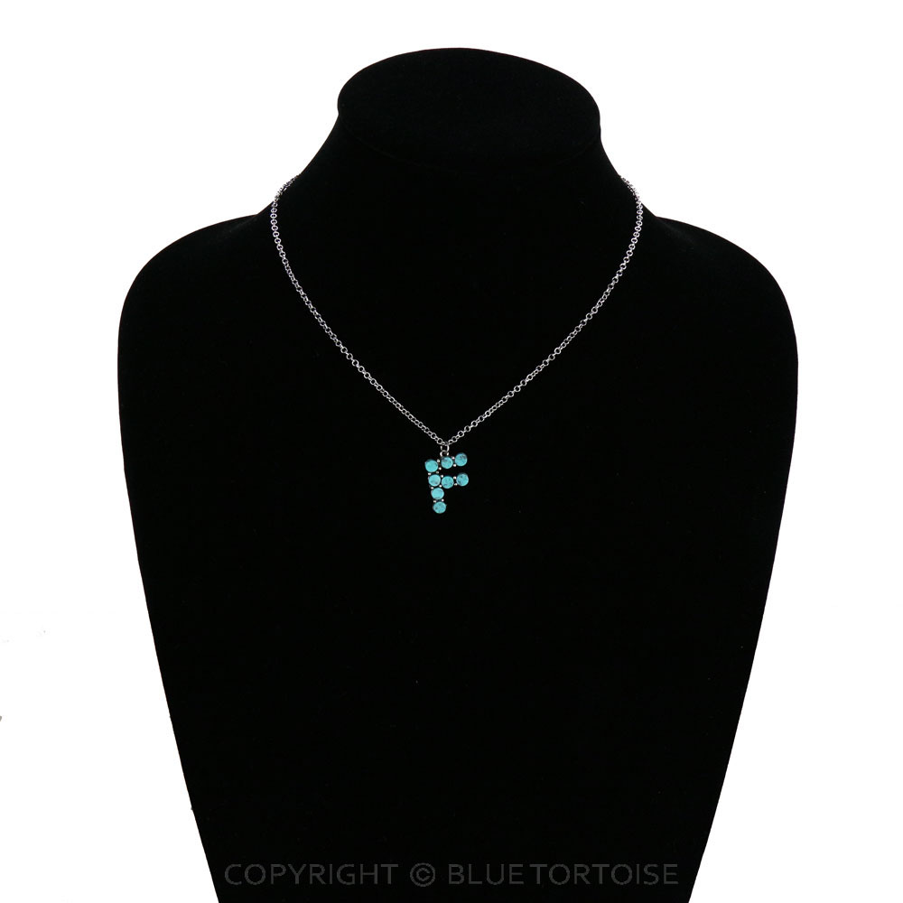 Initial “F” Semi Stone Pendant Necklace - Image 2