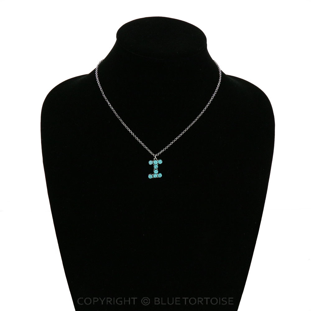 Initial “I” Semi Stone Pendant Necklace - Image 2