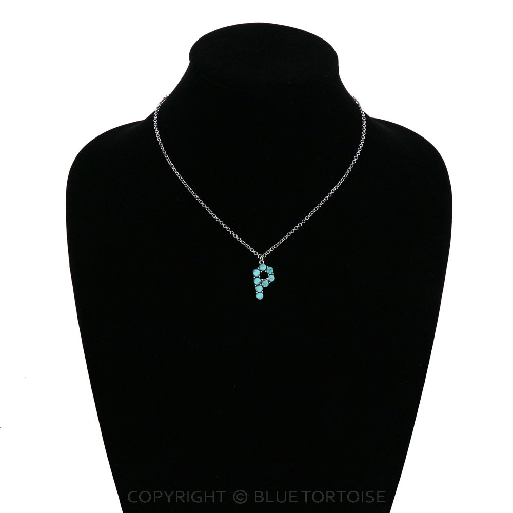 Initial “P” Semi Stone Pendant Necklace - Image 2
