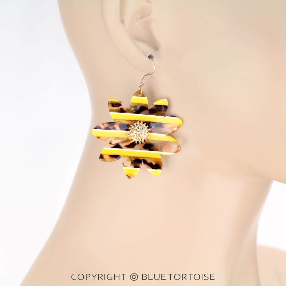Sunflower Acrylic Dangle Earrings - Image 2
