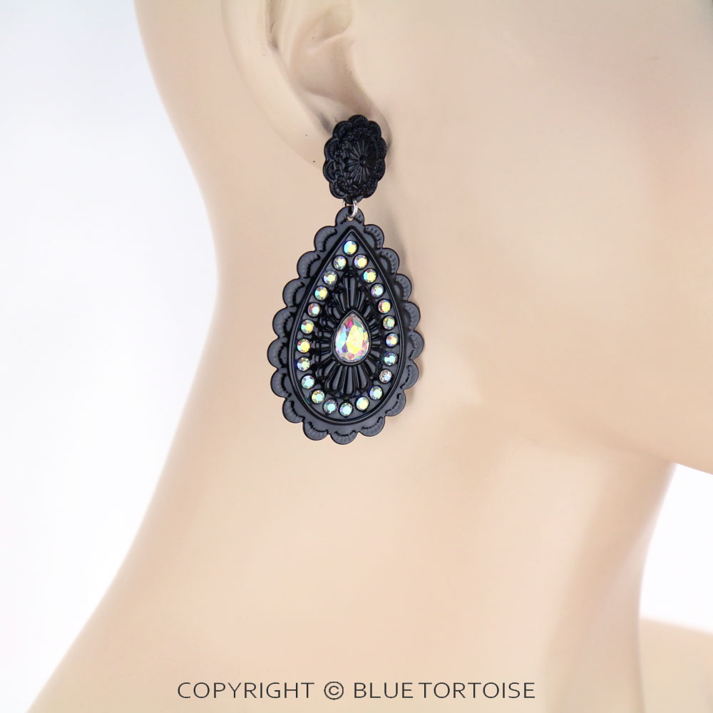 Concho Teardrop Stud Earrings - Image 2