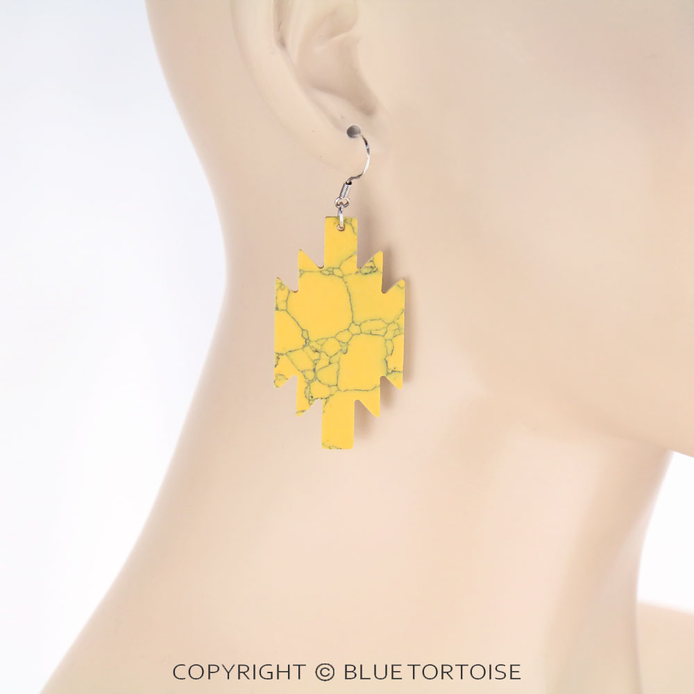 Western Aztec Semi Stone Dangle Earrings - Image 2