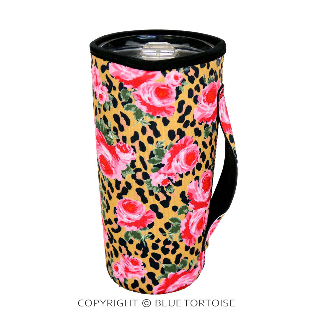 Leopard Roses Tumbler Drink Sleeve/Cooler