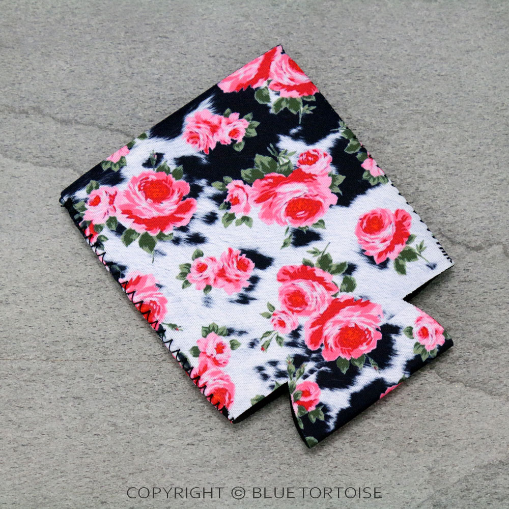 Cow Fur Roses Drink Sleeve/Cooler