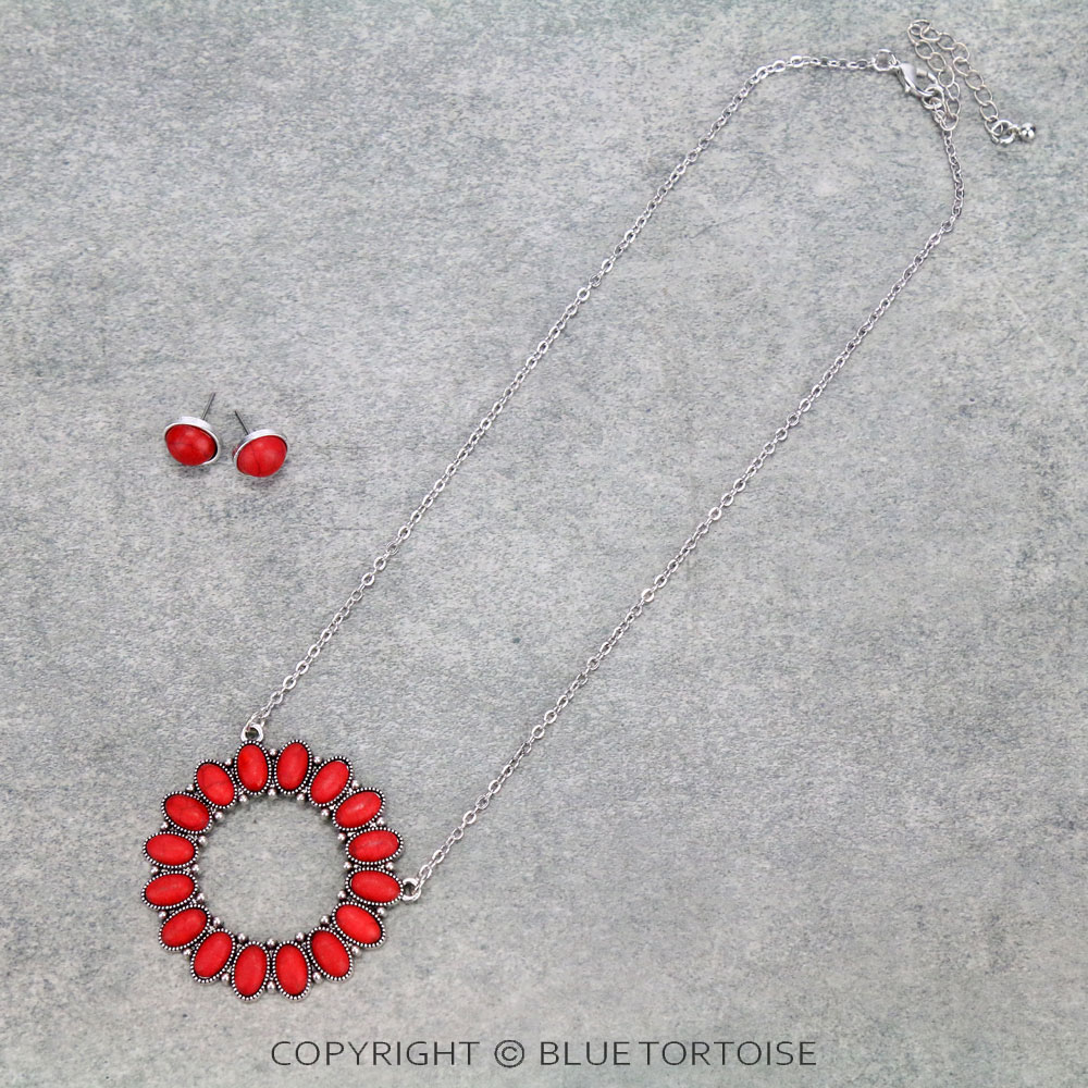 Western Design Stone Necklace Set