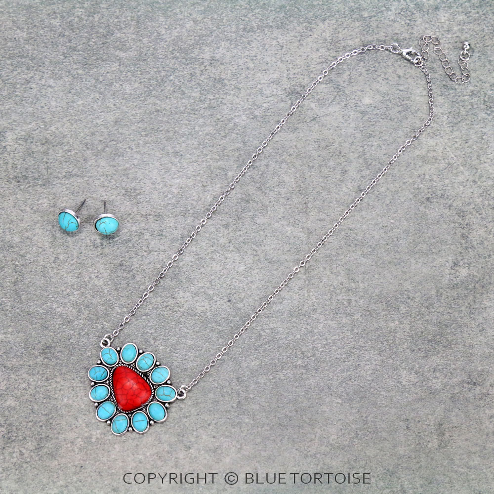 Western Design Stone Necklace Set