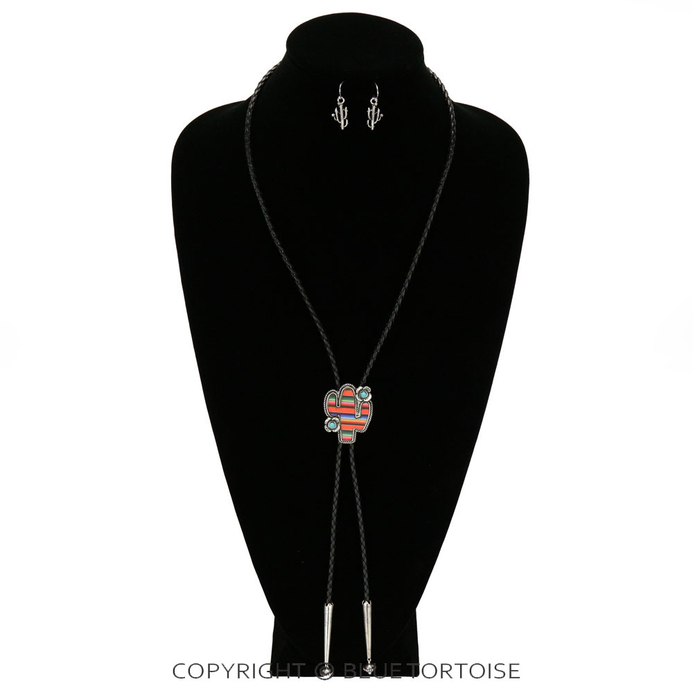 Western Cactus Bolo Necklace Set - Image 2