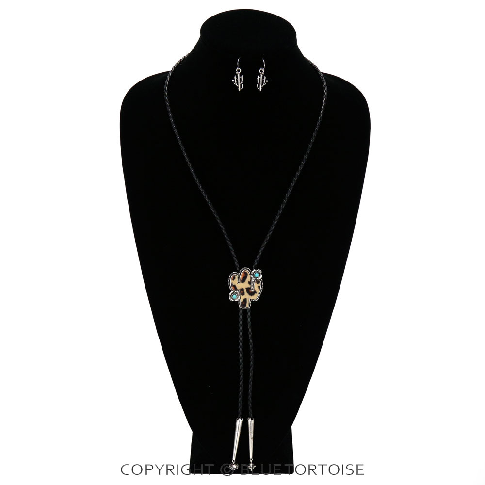 Western Cactus Bolo Necklace Set - Image 2