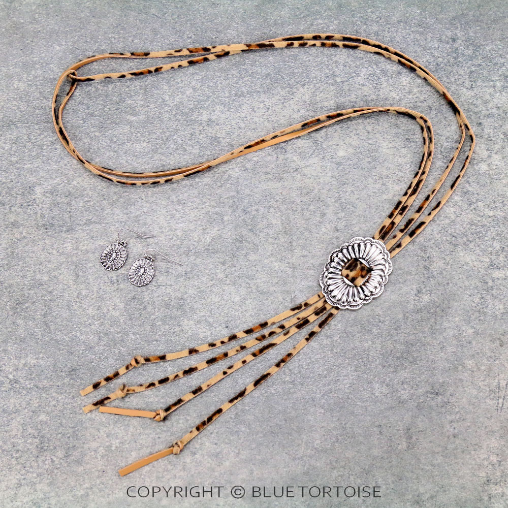 Western Concho Bolo Necklace Set