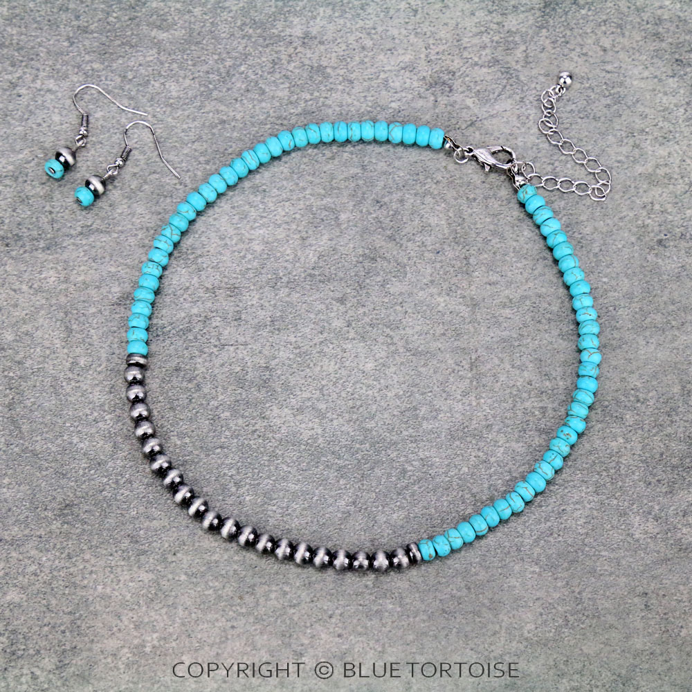 Western Metallic Pearl Necklace Set