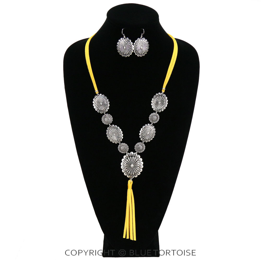 Western Concho Suede Necklace Set - Image 2
