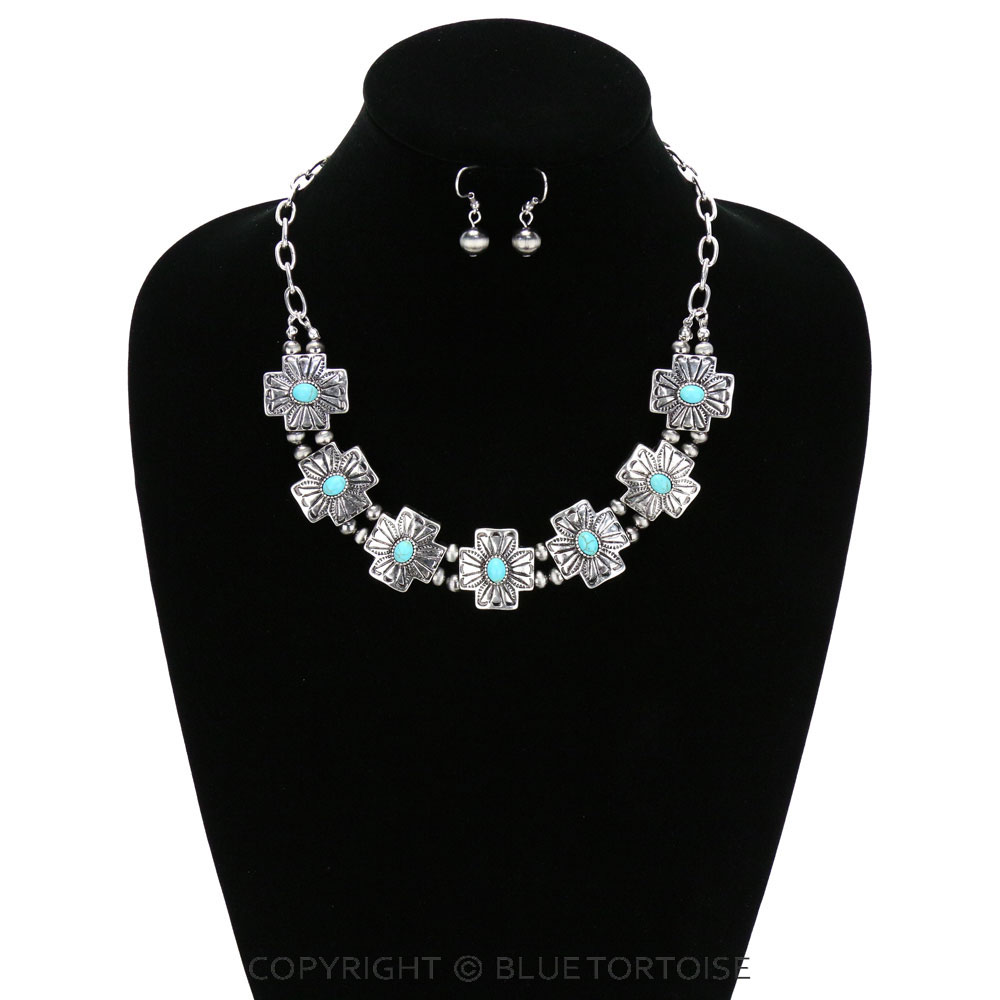 Western Cross Stone Necklace Set - Image 2